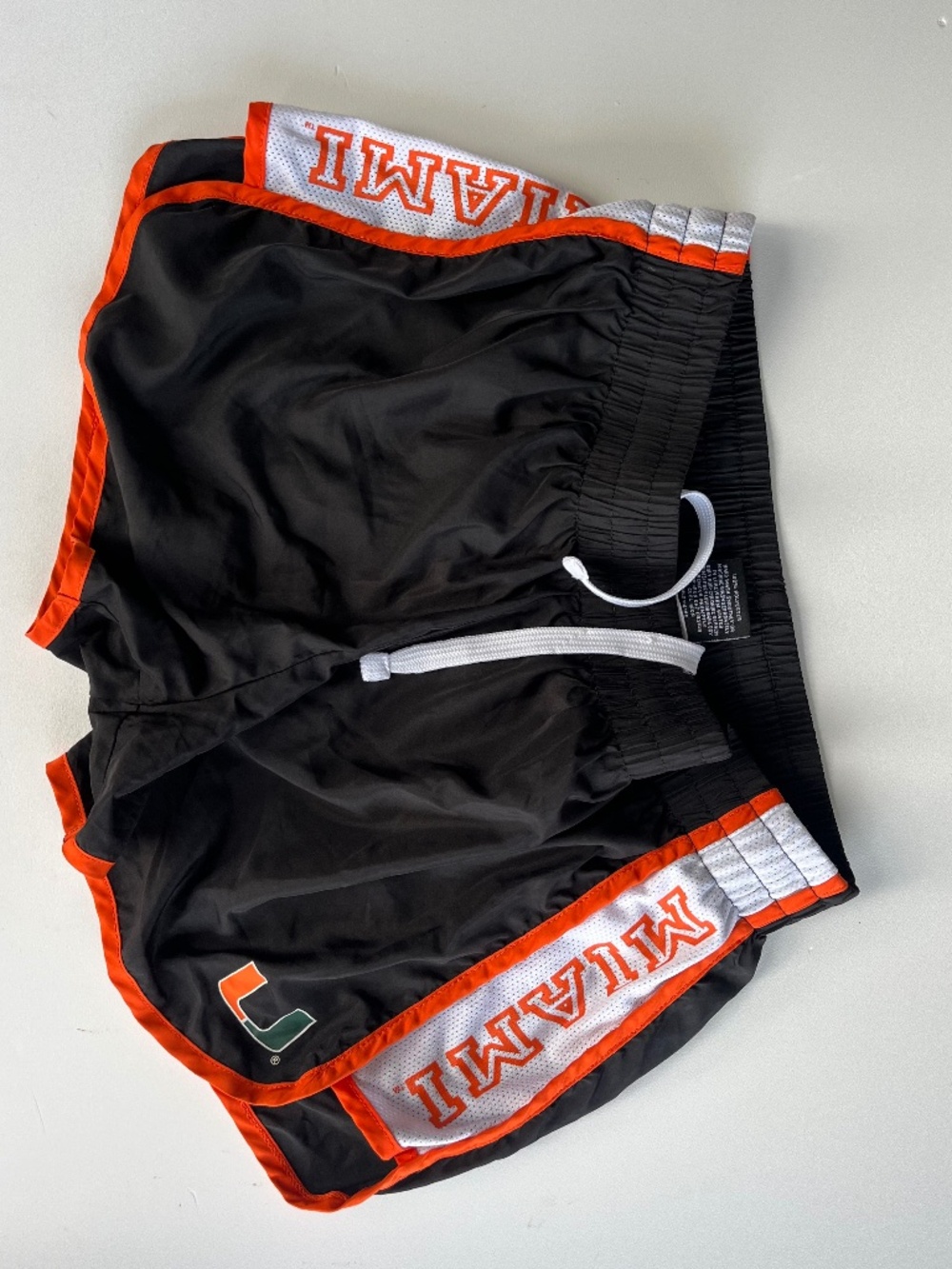 Collloseum black and orange Miami Hurricanes athletic shorts size large